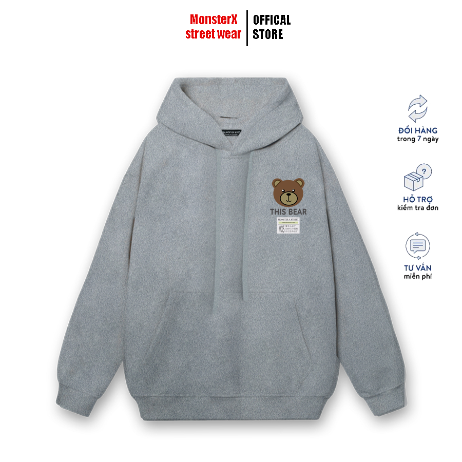 Áo hoodie nỉ bông Monster X Street This Bear nam nữ form rộng thu đông Local Brand