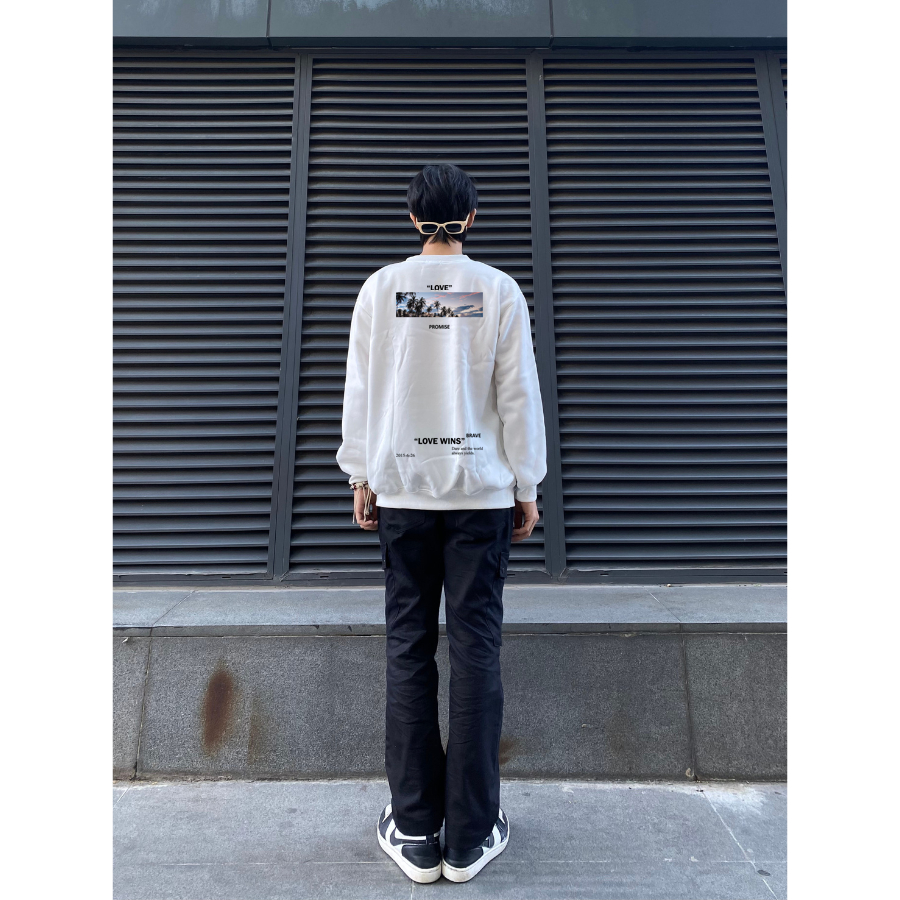 Áo dài tay Sweater  Love Wind Nỉ Bông Unisex Monster X Street Ulzzang cặp đôi nam nữ form rộng oversize Hàn Quốc