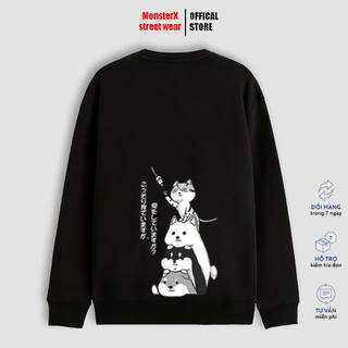  Sweater nỉ bông Mèo Demm nam nữ form rộng oversized áo dài tay Nỉ Bông Unisex Monster X Street 