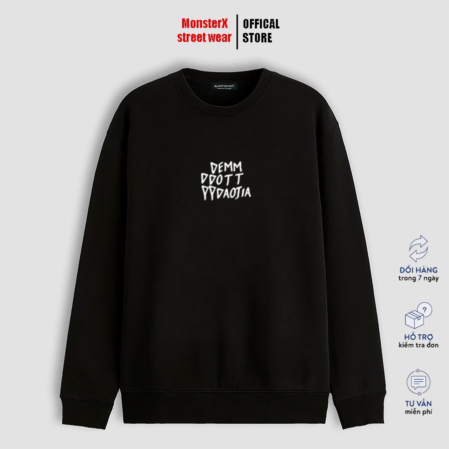 Áo dài tay trơn Nỉ Bông Unisex Monster X Street Mèo Demm Sweater Ulzzang cặp đôi nam nữ form rộng oversize Hàn Quốc