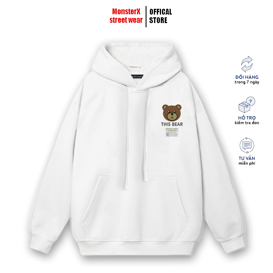 Áo hoodie nỉ bông Monster X Street This Bear nam nữ form rộng thu đông Local Brand