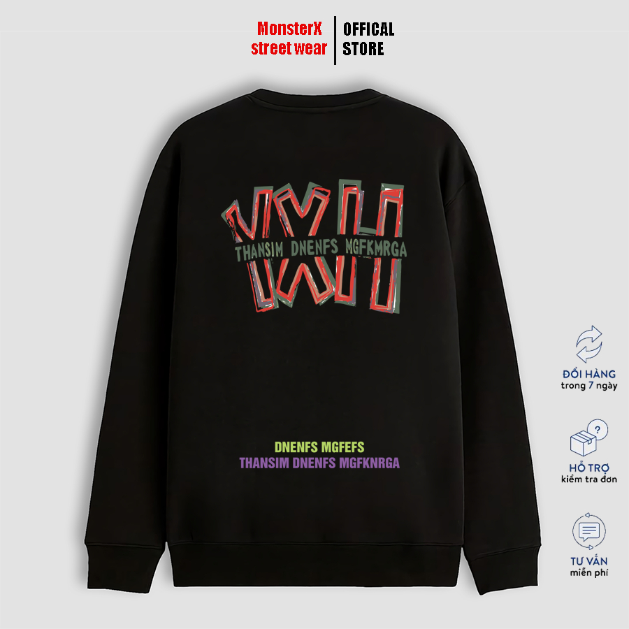 Áo dài tay trơn Nỉ Bông Unisex Monster X Street YHX Sweater Ulzzang cặp đôi nam nữ form rộng oversize Hàn Quốc