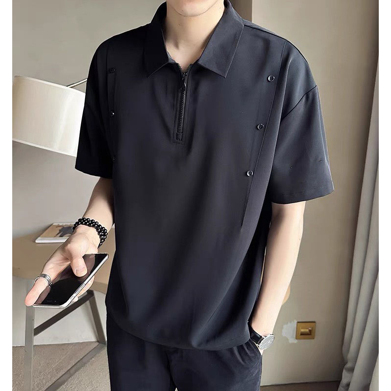 SƠ MI KIỂU HÀN QUỐC DÂY KÉO 3 MÀU TAY NGẮN VẢI LỤA CO GIÃN NHẸ MỊN MÁT KẾT NÚT THỜI TRANG TRẺ 561