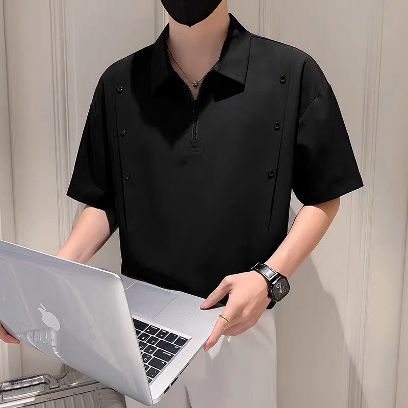 SƠ MI KIỂU HÀN QUỐC DÂY KÉO 3 MÀU TAY NGẮN VẢI LỤA CO GIÃN NHẸ MỊN MÁT KẾT NÚT THỜI TRANG TRẺ 561