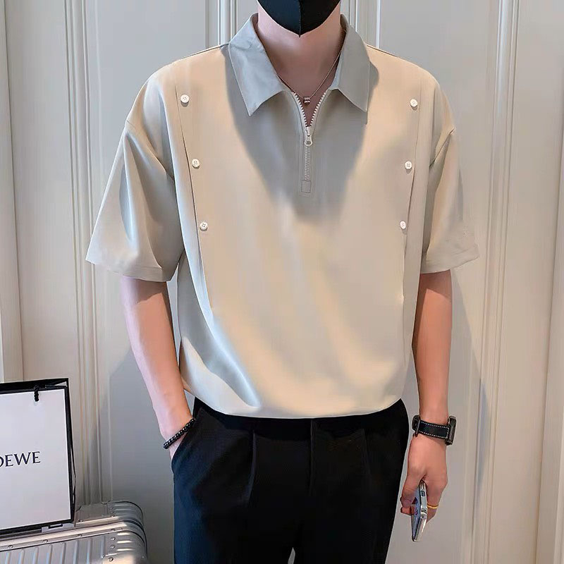 SƠ MI KIỂU HÀN QUỐC DÂY KÉO 3 MÀU TAY NGẮN VẢI LỤA CO GIÃN NHẸ MỊN MÁT KẾT NÚT THỜI TRANG TRẺ 561