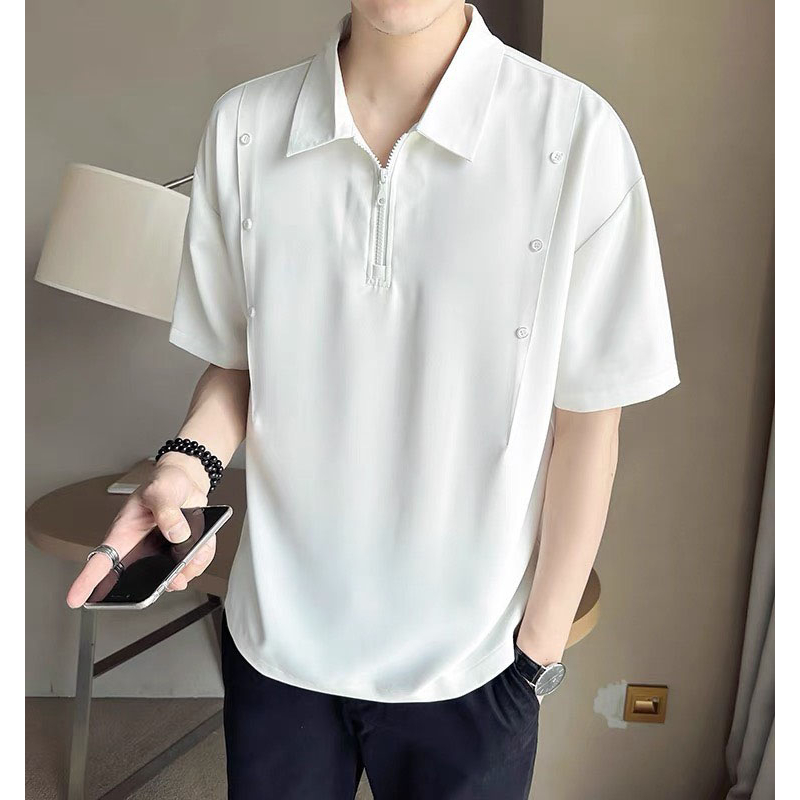 SƠ MI KIỂU HÀN QUỐC DÂY KÉO 3 MÀU TAY NGẮN VẢI LỤA CO GIÃN NHẸ MỊN MÁT KẾT NÚT THỜI TRANG TRẺ 561