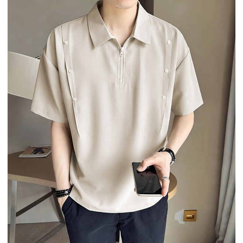 SƠ MI KIỂU HÀN QUỐC DÂY KÉO 3 MÀU TAY NGẮN VẢI LỤA CO GIÃN NHẸ MỊN MÁT KẾT NÚT THỜI TRANG TRẺ 561