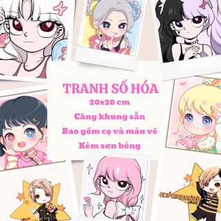 Tranh tô màu theo số12 cung hoàng đạo, tranh số hóa 12 cung hoàng đạo size 20x20 căng khung sẵn