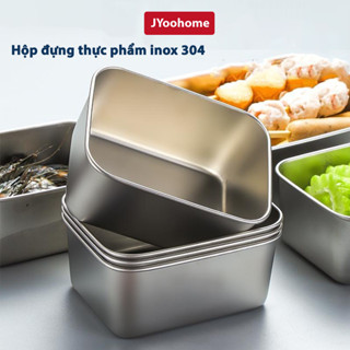 Khay đựng thực phẩm đồ ăn INOX 304 JYoohome Có nắp đậy, Hộp bảo quản thực phẩm tủ lạnh lò vi sóng