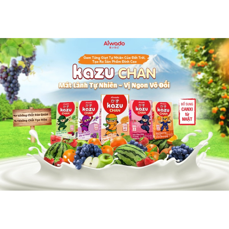 Sữa chua uống Aiwado Kazu Chan Hương Dâu tự nhiên 110ml