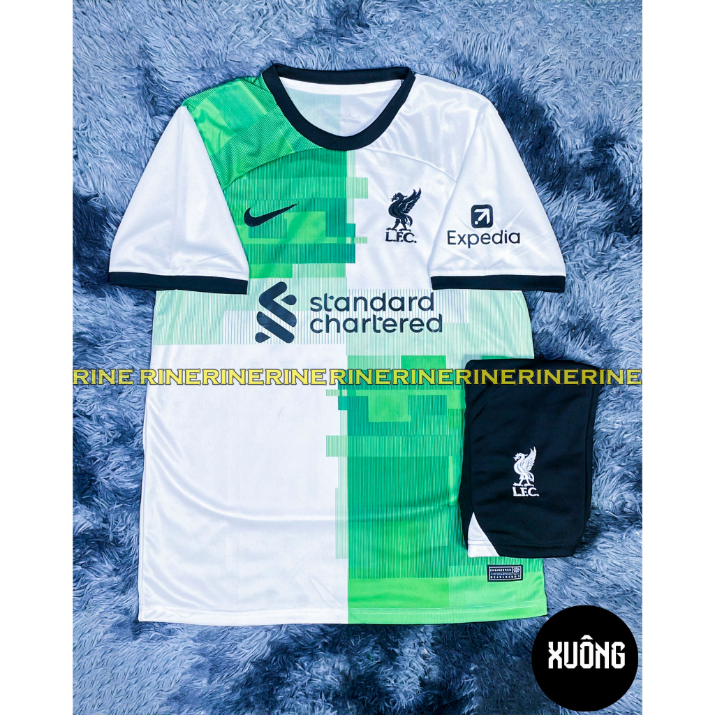 Bộ áo bóng đá liver - liverpool màu xanh hàng Super sân khách thailand 2024 - 2023 Giống thi đấu