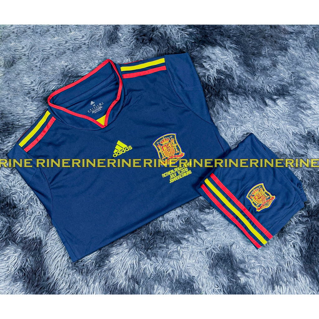 Bộ Áo bóng đá Tây Ban Nha xanh retro mùa mới 2010 hàng Thailand chuẩn thi đấu