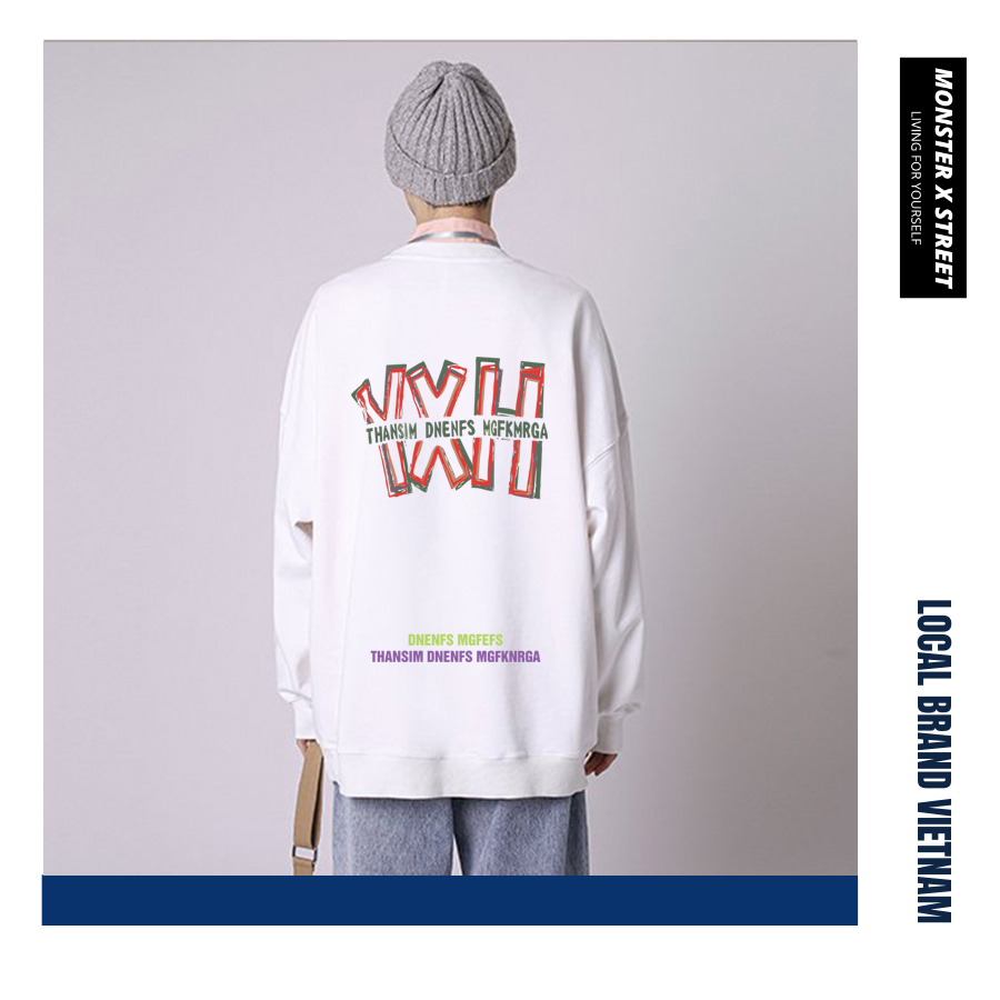 Áo dài tay trơn Nỉ Bông Unisex Monster X Street YHX Sweater Ulzzang cặp đôi nam nữ form rộng oversize Hàn Quốc