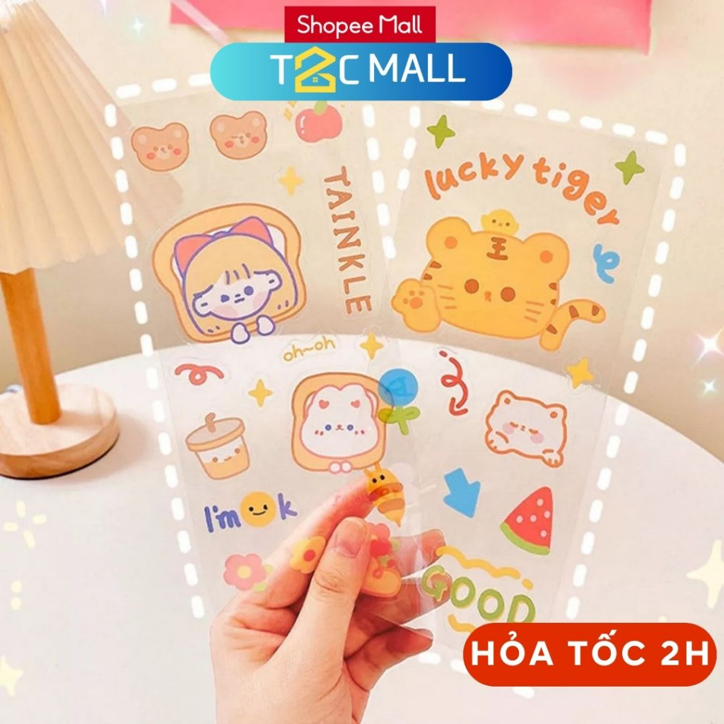 Sticker dán bình giữ nhiệt LocknLock 2D dễ thương đáng yêu, chống thấm nước kích thước to - T2CMALL