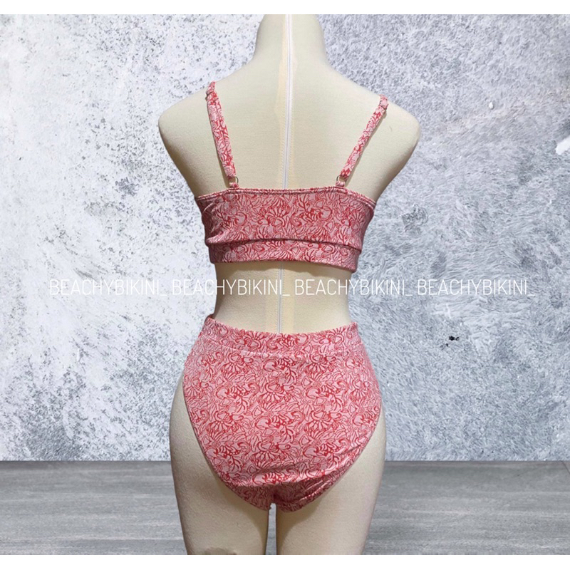 Set bikini 2 mảnh hoạ tiết cạp cao