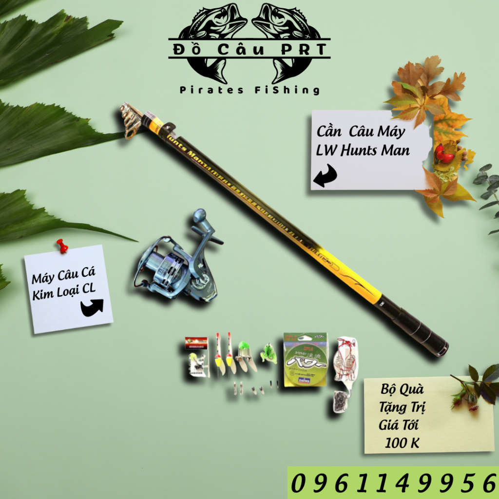 [ Quà Tặng 100K ]  Bộ Cần Câu Cá HUNTS MAN kèm máy CL và phụ kiện trị giá 100K