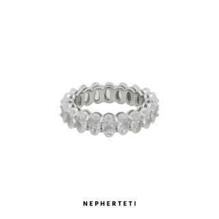  Nhẫn bạc 925 đính full đá zircon 5A hình oval trong suốt - Nepherteti 