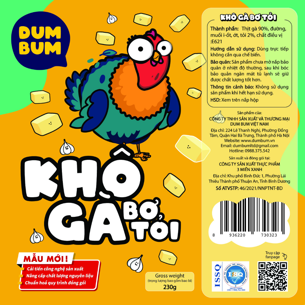 Khô gà bơ tỏi DumBum 230g đồ ăn vặt Sài Gòn