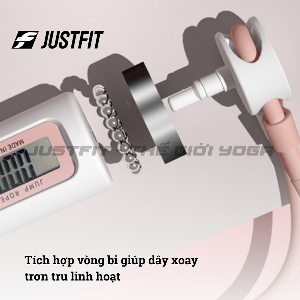Dây nhảy ĐẾM SỐ JUSTFIT  không dây giảm cân, bóng to, có calo, đếm vòng, có tạ tập yoga, gym, thể dục