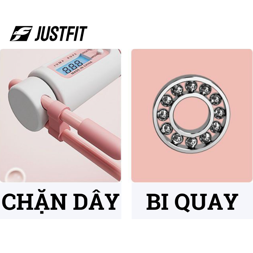 Dây nhảy ĐẾM SỐ JUSTFIT  không dây giảm cân, bóng to, có calo, đếm vòng, có tạ tập yoga, gym, thể dục