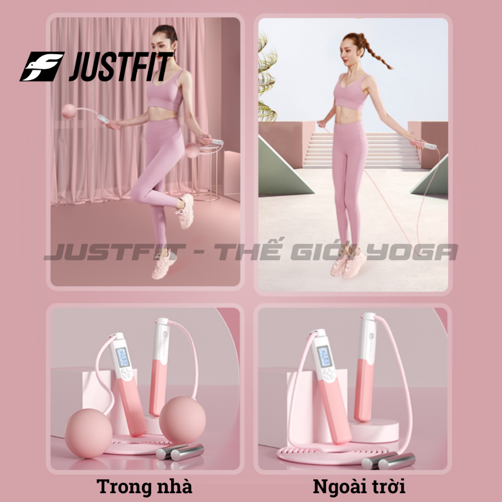 Dây nhảy ĐẾM SỐ JUSTFIT  không dây giảm cân, bóng to, có calo, đếm vòng, có tạ tập yoga, gym, thể dục