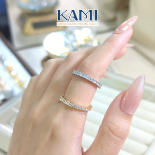 Nhẫn mạ vàng bạch kim bền màu đính đá cz nhân tạo full xoàn KAMI trang sức sỉ N1F
