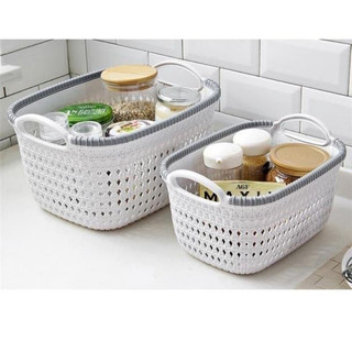 Giỏ nhựa giả đan mây có quai cầm cỡ nhỏ