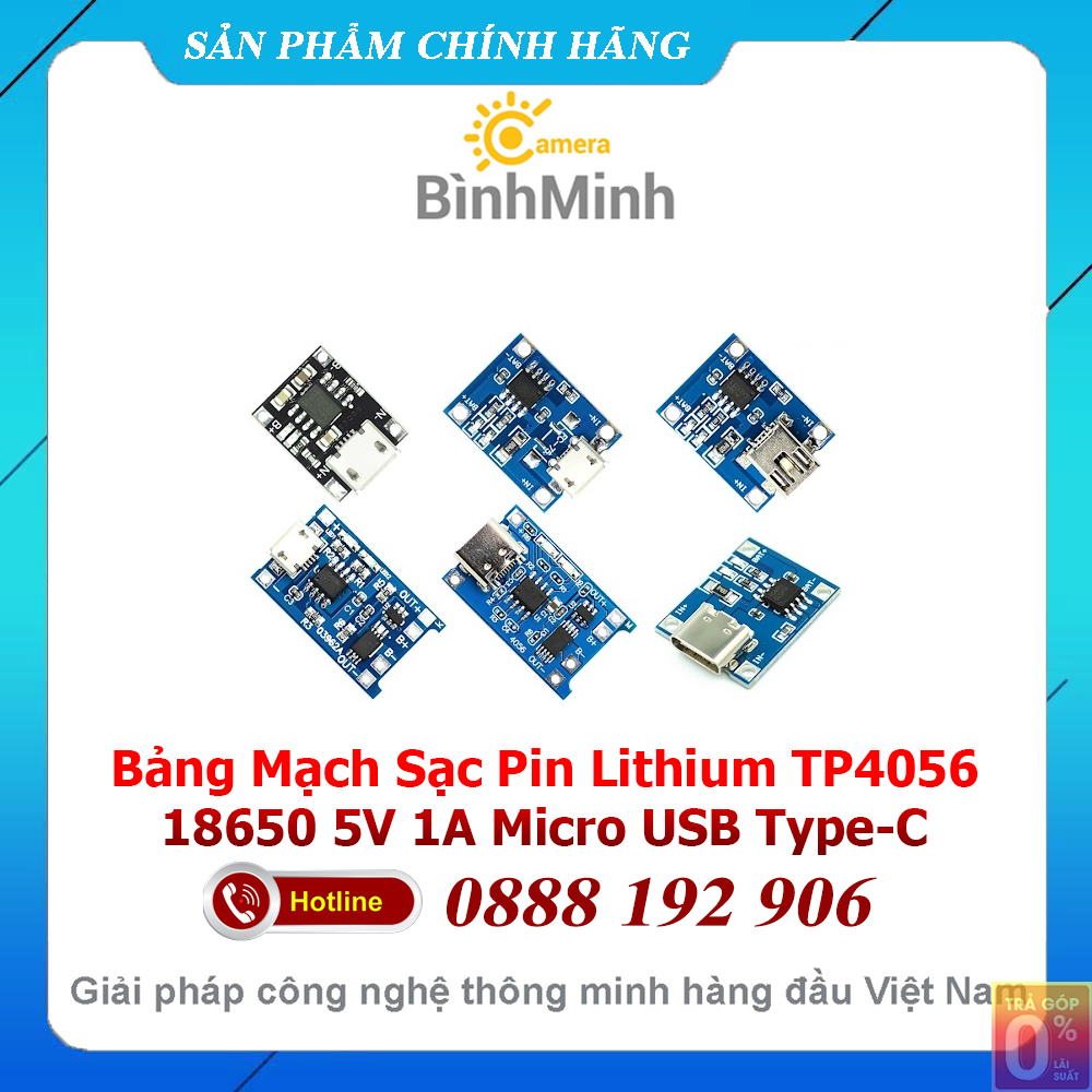 Bảng Mạch Sạc Pin Lithium TP4056 18650 Micro TYPE-C USB 5V-1A Có Chức Năng Bảo Vệ