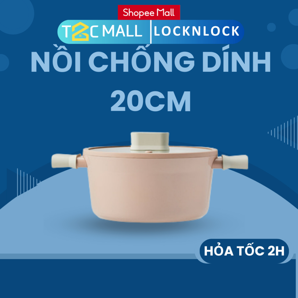 Nồi chống dính Suit IH LocknLock dùng được bếp từ có tay cầm cách nhiệt tốt CSU1202PIK size 20cm - T2CMALL