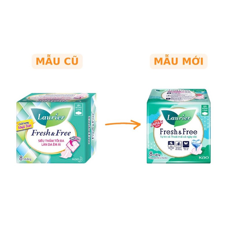 Băng vệ sinh Laurier Fresh&Free 8 miếng các loại