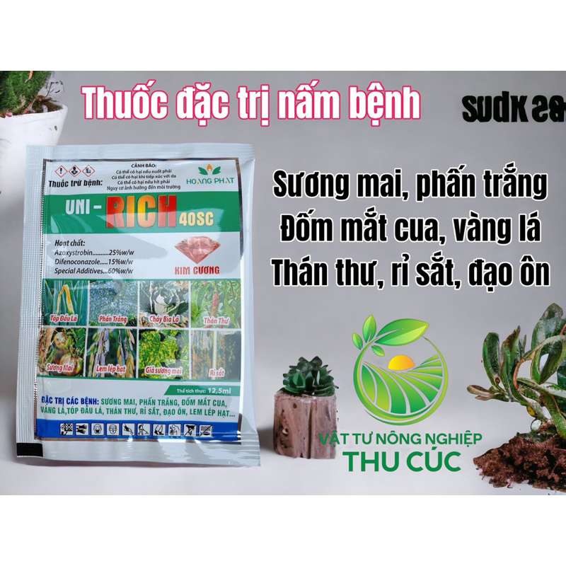 Thuốc đặc trị nấm bệnh UNI-RICH, chuyên trị : Sương mai, phấn trắng, đốm mắt cua, vàng lá, tóp đầu lá, thán thư, rỉ sắt