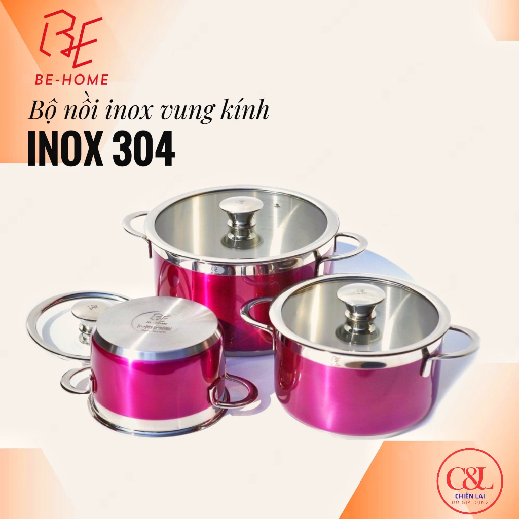 Bộ nồi Inox 3 chiếc Behome-304