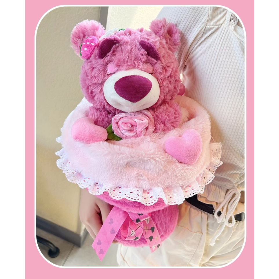 🌷hàng giao ngay🌷☋Bó hoa biến hình gấu dâu dễ thương Hoạt hình mô phỏng Hoa búp bê sang trọng