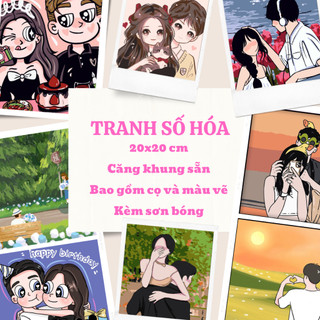 Tranh tô màu theo số Cặp Đôi Trưởng Thành, tranh số hóa cặp đôi size 20x20 căng khung sẵn