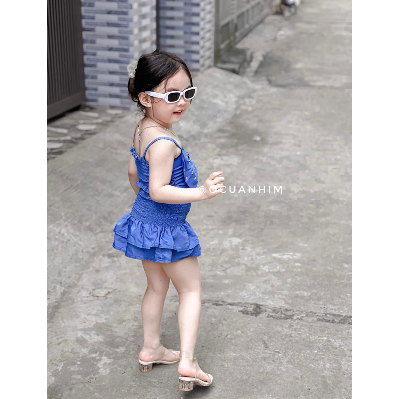 Set áo dây nơ mix chân váy hot trend cho bé