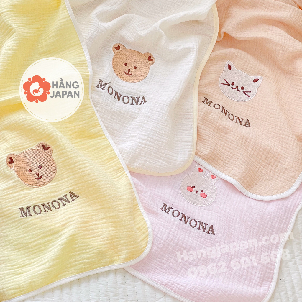 Chăn Gạc Kiêm Khăn Tắm 2 Lớp Cao Cấp MONONA Kích Thước 85x135cm Chất Liệu An Toàn Cho Da Bé Chính Hãng