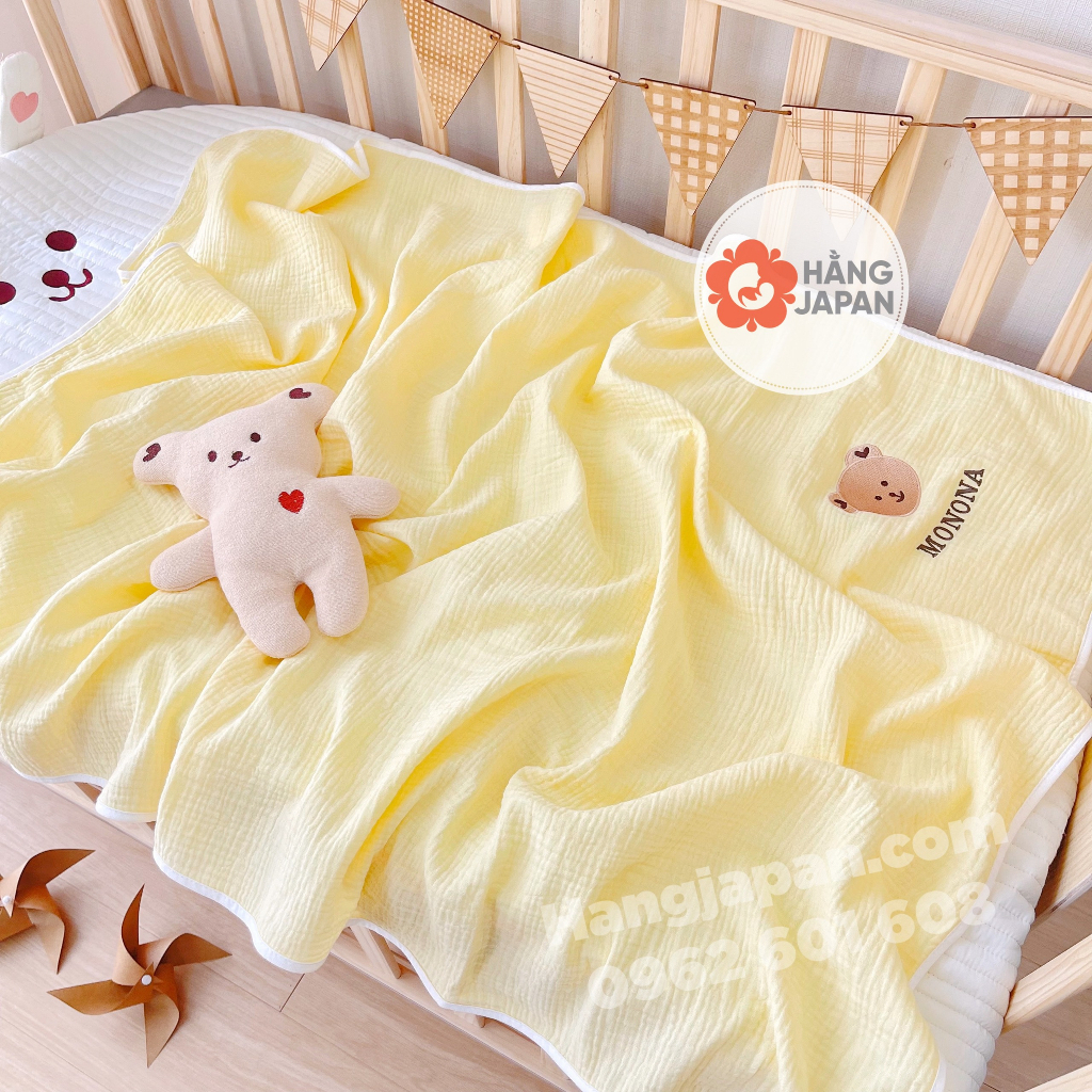 Chăn Gạc Kiêm Khăn Tắm 2 Lớp Cao Cấp MONONA Kích Thước 85x135cm Chất Liệu An Toàn Cho Da Bé Chính Hãng