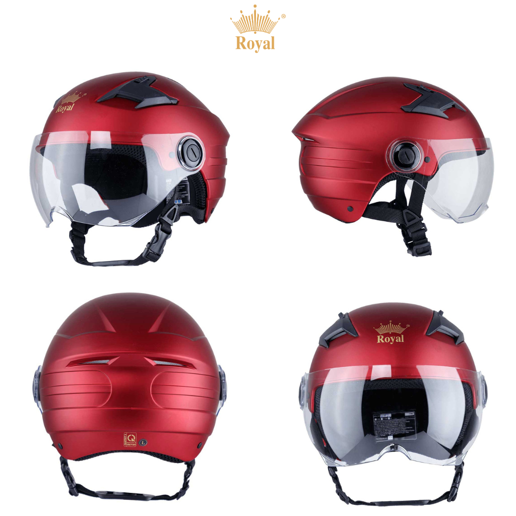 Mũ Bảo Hiểm Nửa Đầu Cao Cấp Dành Cho Người Đầu To - Kính Chống Chói Lóa - Royal M152K – CHÍNH HÃNG – Bảo Hành 12 Tháng