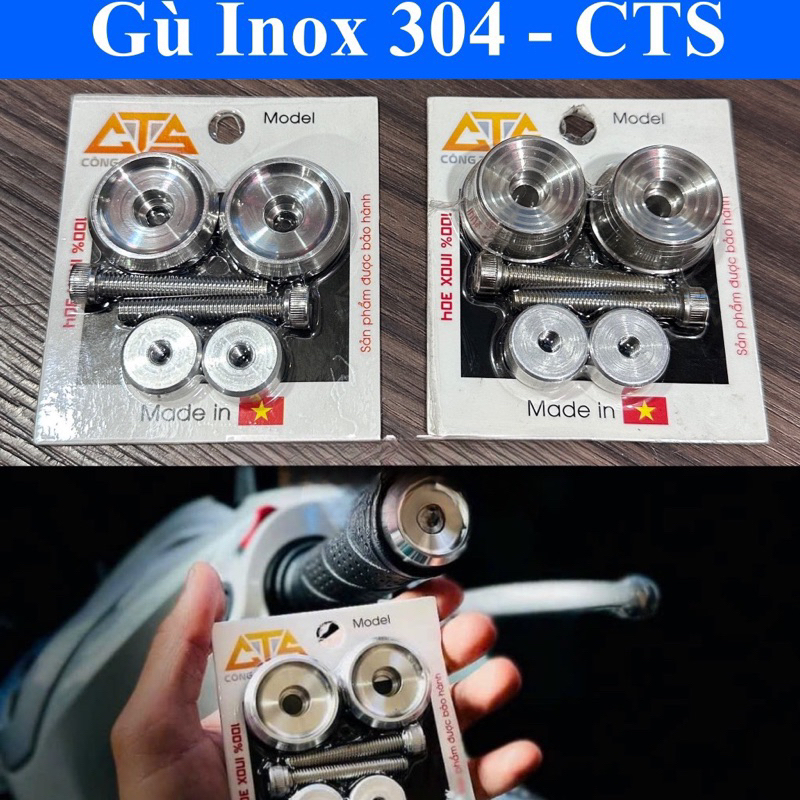 Gù Inox 304 CNC CTS, Gù Dẹp Mẫu V3, Gù Trung Xoắn Mẫu V2