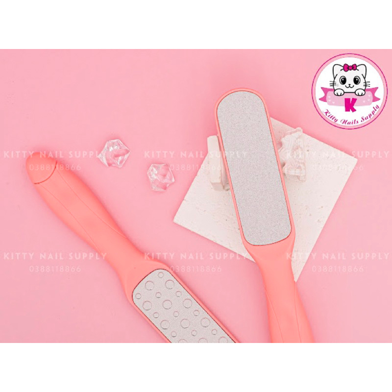 Cây chà mịn gót chân inox 2 mặt nhám, cây chà gót cán nhựa tráng gương cao cấp chuyên dụng cho các tiệm nail spa
