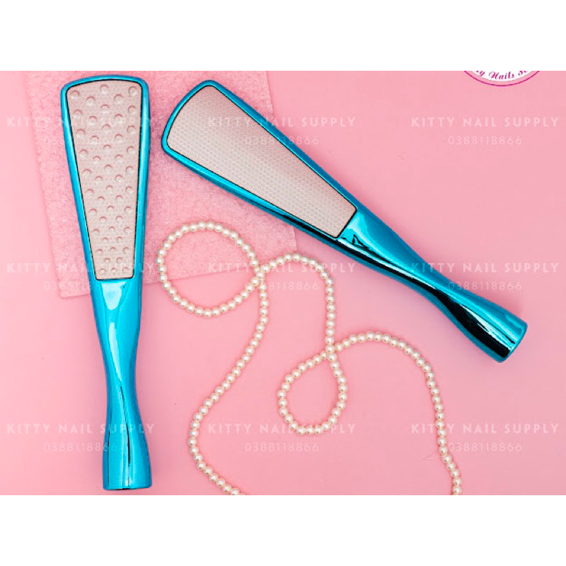 Cây chà mịn gót chân inox 2 mặt nhám, cây chà gót cán nhựa tráng gương cao cấp chuyên dụng cho các tiệm nail spa