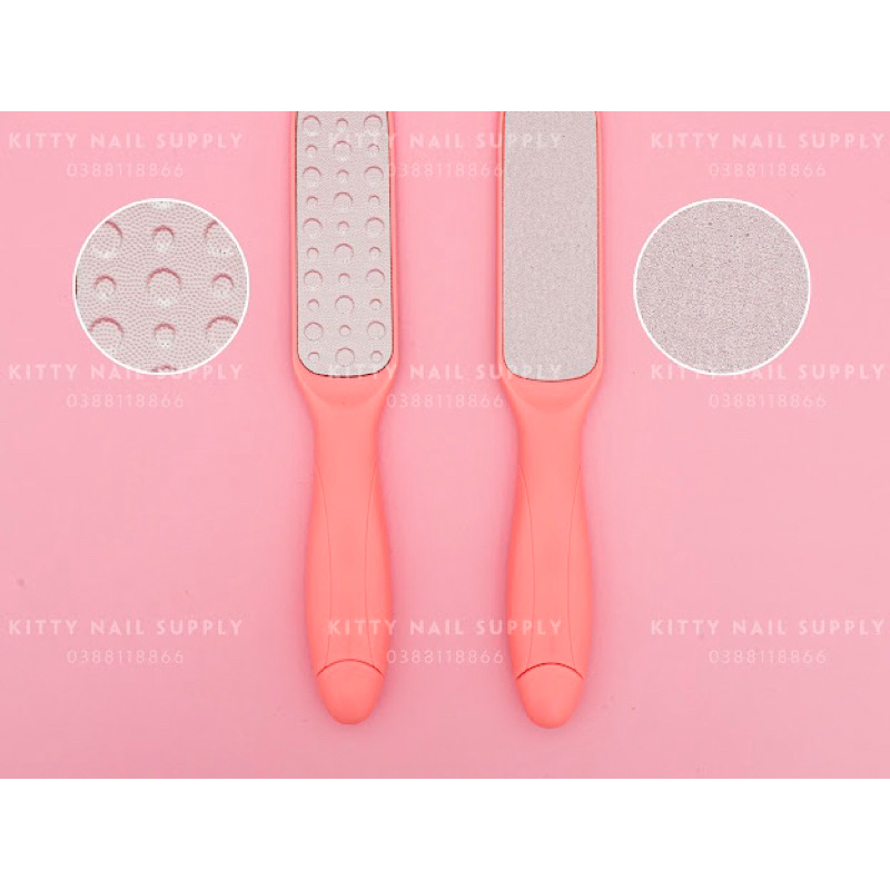 Cây chà mịn gót chân inox 2 mặt nhám, cây chà gót cán nhựa tráng gương cao cấp chuyên dụng cho các tiệm nail spa
