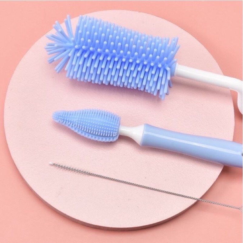 Bộ cọ bình sữa silicon 3 chi tiết đóng hộp xịn xò