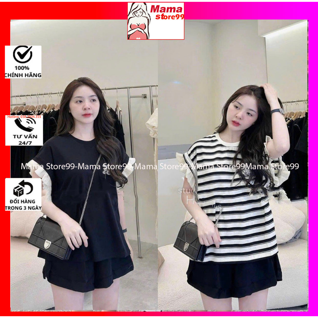 Bộ Bầu Cộc Tay Mùa Hè.Váy Bầu Suông Chất Cotton Mặc Cho Mẹ Bầu Đi Chơi Mặc Ở Nhà Mát Bigsize HN409 Mama Store99