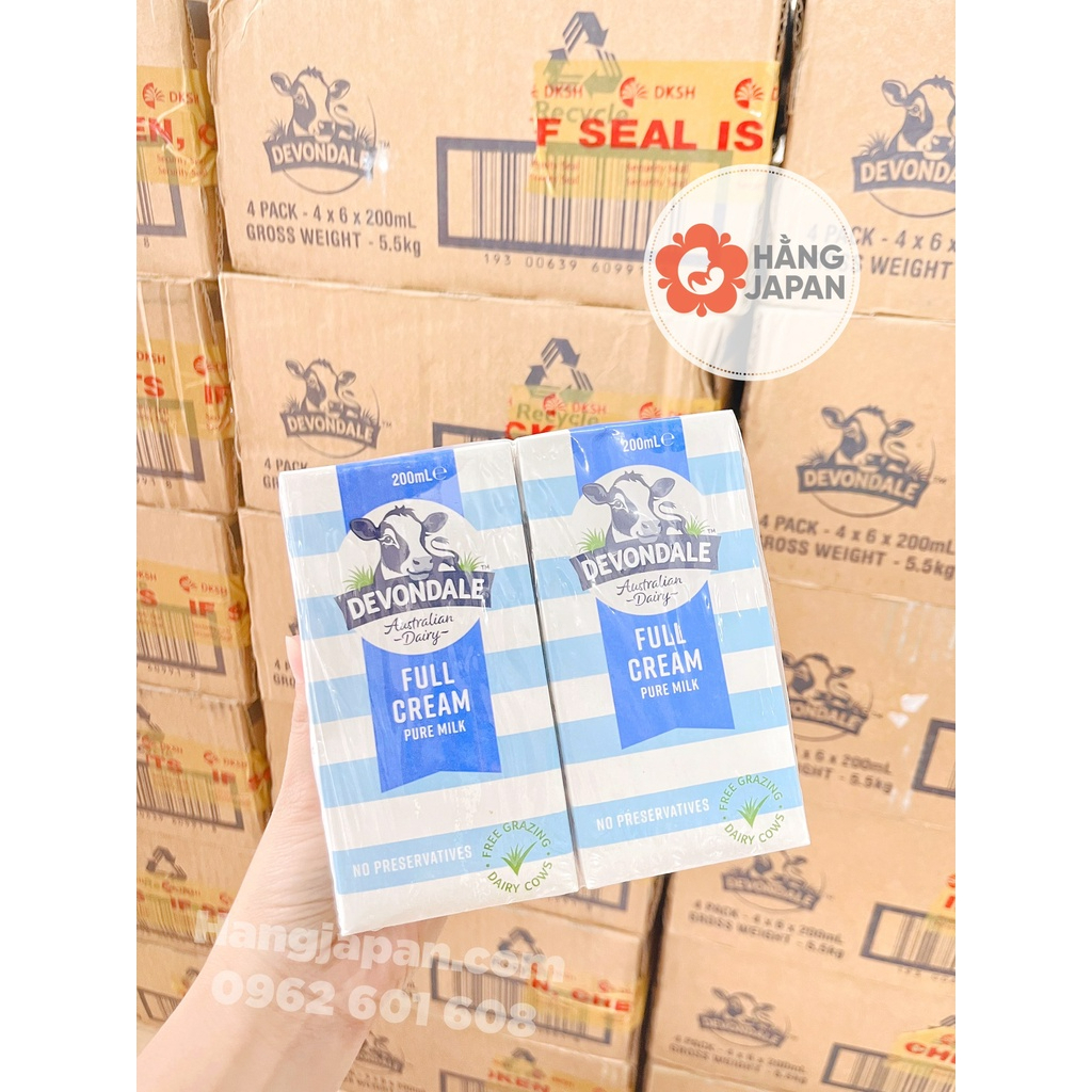 Sữa tươi Devondale nguyên kem 200ml  cho bé tăng trưởng chiều cao cân nặng vượt trội - Hàng Úc Chính Hãng