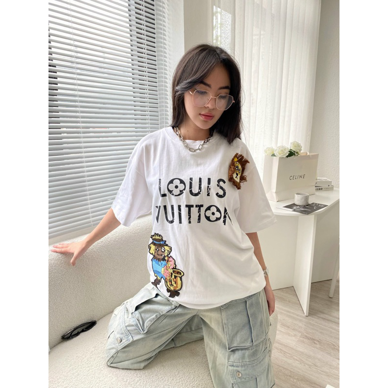 Áo thun - Louis Vuitton - LV thêu Lion sư tử new SS2023