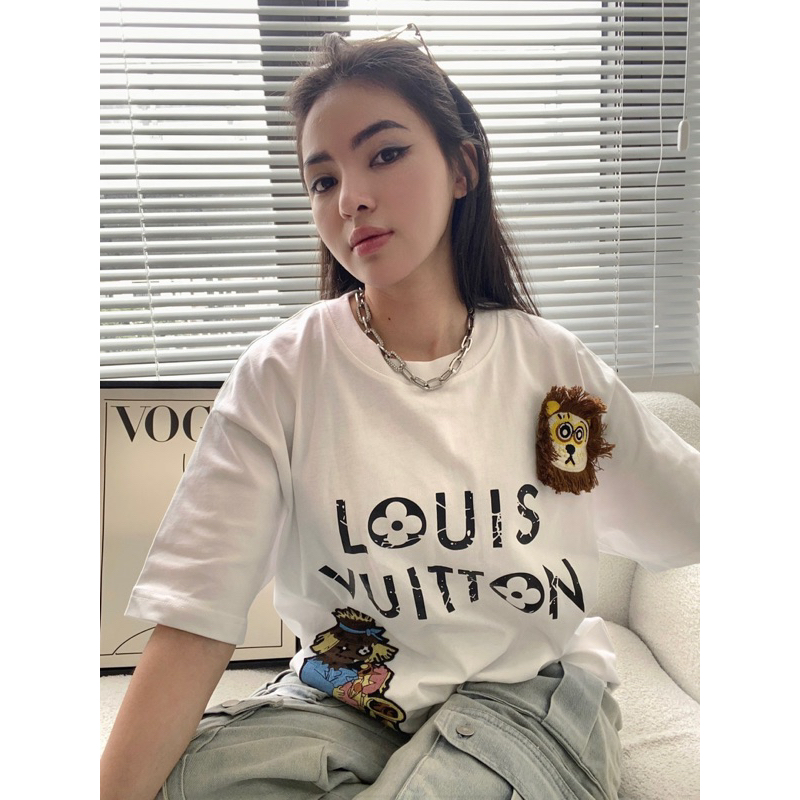 Áo thun - Louis Vuitton - LV thêu Lion sư tử new SS2023