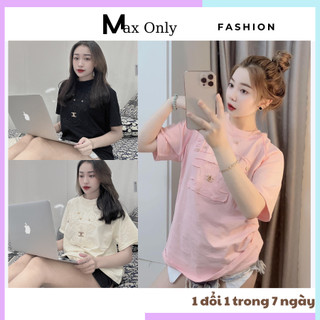 Áo thun viền nổi cực hot, áo phông rộng nữ siêu xinh chất cotton 3158 dày đẹp