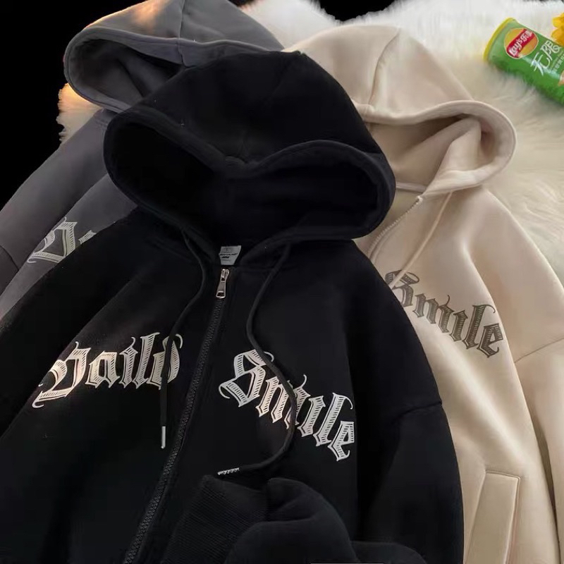 Áo hoodie zip nam nữ , áo khoác nam nữ chất nỉ bông 2 lớp in chữ MILE Dày Dặn 2023