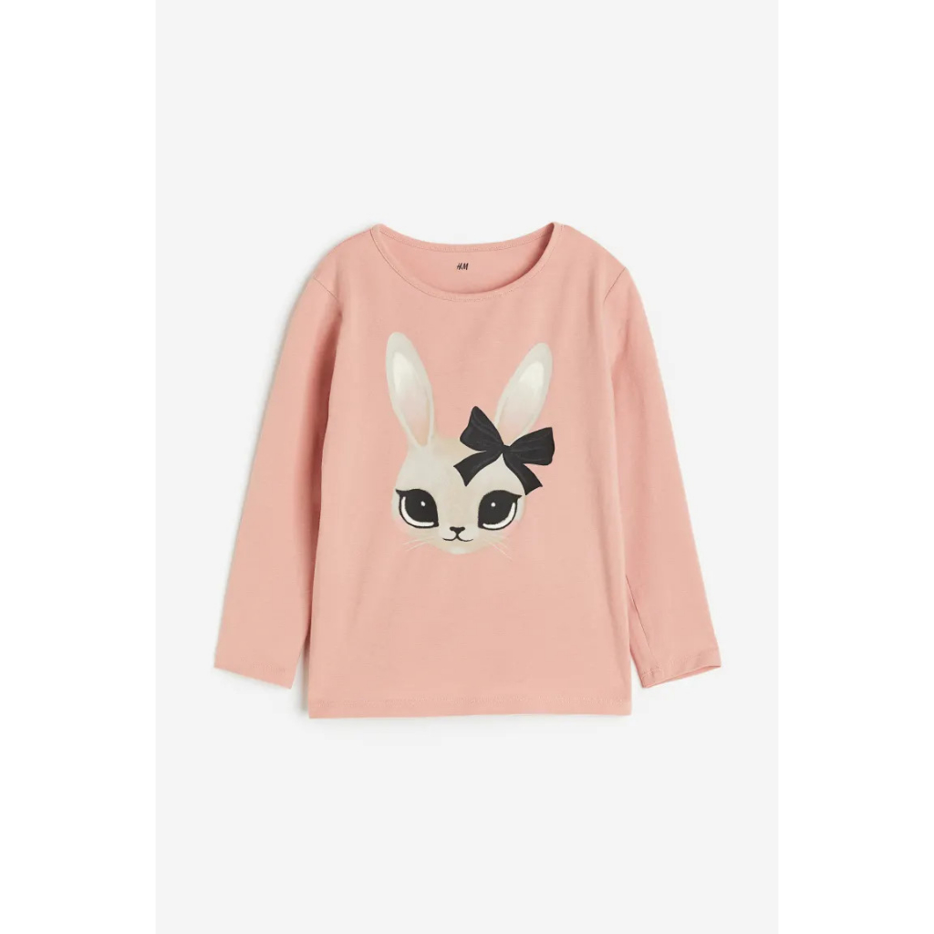 Áo dài tay cotton bé gái kids HM Auth